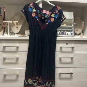 JWLA Johnny Was Dress V Neck Black Embellished | Color: Black | Size: S